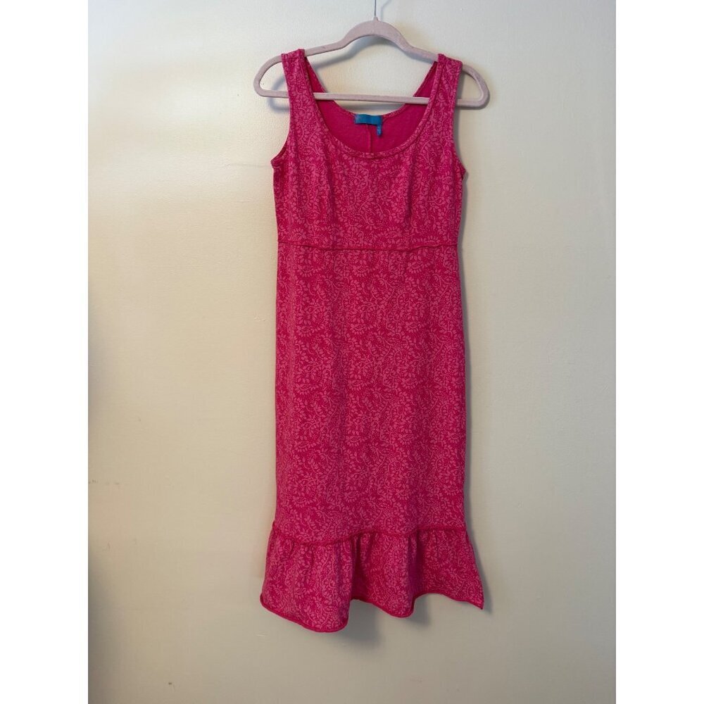 Fresh Produce Sleeveless Pink Floral Ruffle Hem Midi Cotton Dress S